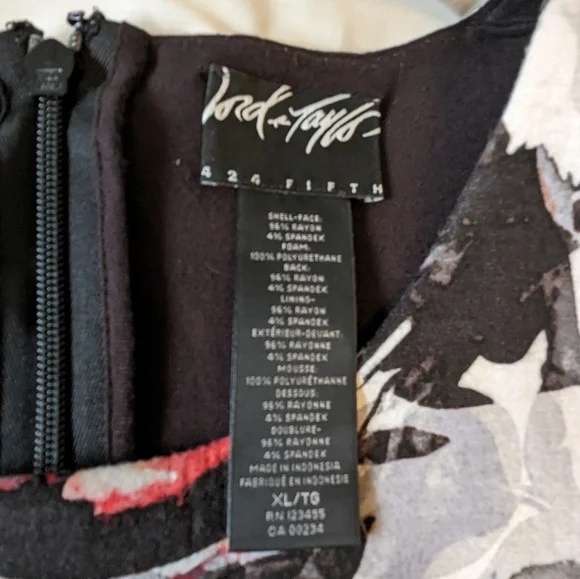 Lord & Taylor szXL foam scuba floral black fit & flare midi retro dress VGUC - Picture 4 of 8